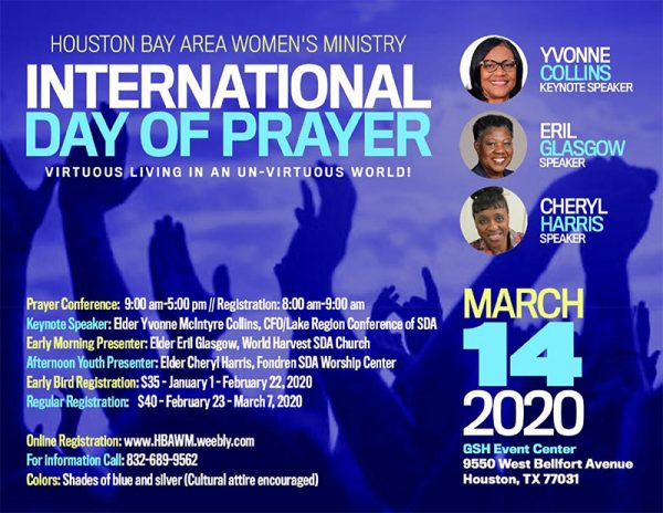 March 14 International Day of Prayer – Houston Bay Area Women’s Ministry