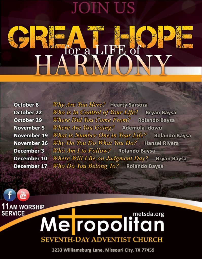 Evangelism Series 2022: Great Hope for a Life of Harmony